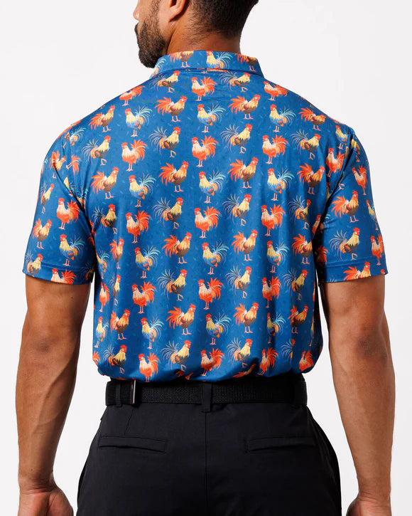 Cocky Rooster Men's Polo - Navy